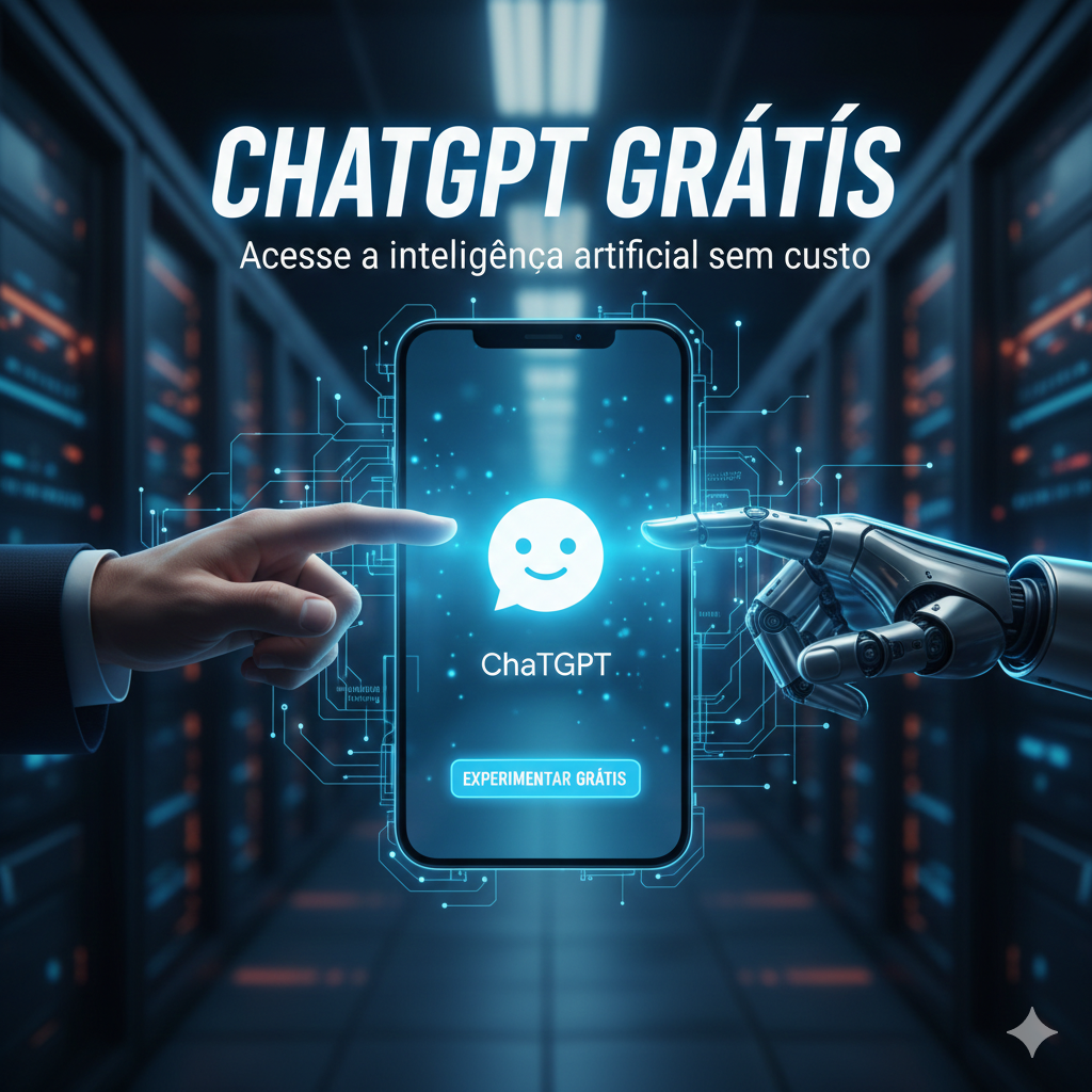 imagem futuristica de dois dedos se tocando para ter o chatgpt grátis