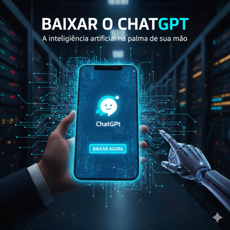 imagem futurista de celular baixando o chatgpt gratis