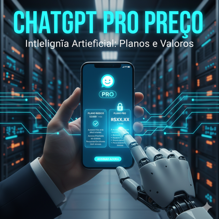 mão futurista usando chatgpt pro e olhando o preco