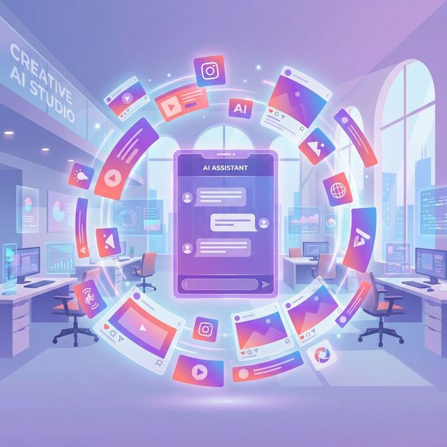 Interface do ChatGPT conectada ao Canva com templates coloridos de design flutuando ao redor