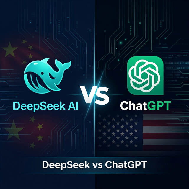 Comparativo entre DeepSeek (ChatGPT chinês) e ChatGPT da OpenAI, mostrando diferenças de recursos, preço e planos de inteligência artificial