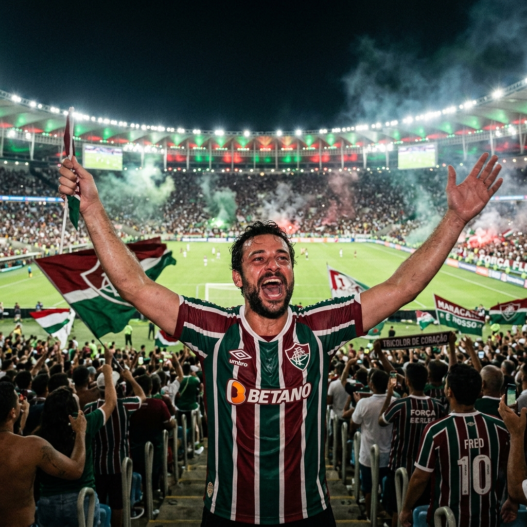 torcedor comemorando na torcida do fluminense no maracanã